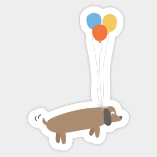 Cute cartoon dog floating with balloons Sticker